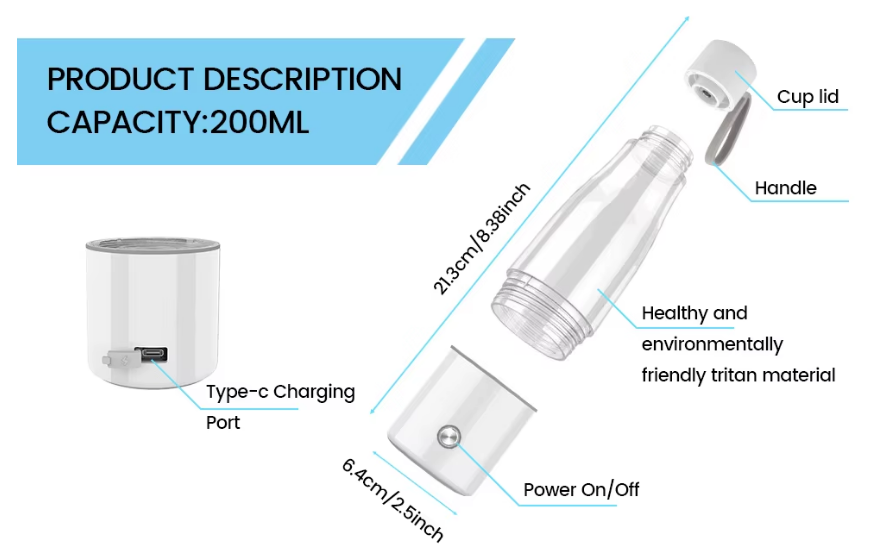 Portable Hydrogen Water Bottle 4 bottle description